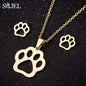 Lovely Gold Color Kitten Cat Stainless Steel Jewelry Set Necklaces Men Collares Fashion Hollow Cat Earring Necklace Paw Jewelry