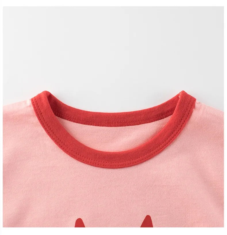 Kids Girls Clothes 100% Cotton Short Sleeve T-Shirts Bear Cat Cartoon Children Clothes 2 3 4 5 6 7 8 Years Kids Summer Clothing