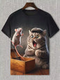 3D Print Funny Cat Graphic T Shirt Men Fashion Short Sleeve Tops O-Neck Tees Shirts Street Hip Hop Summer Casual Men's Clothing