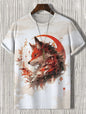 Japanese Style Samurai Cat Graphic T Shirt For Men Causal 3D Printed O Neck Short Sleeve Tees Outdoor Oversize Men Clothing Tops