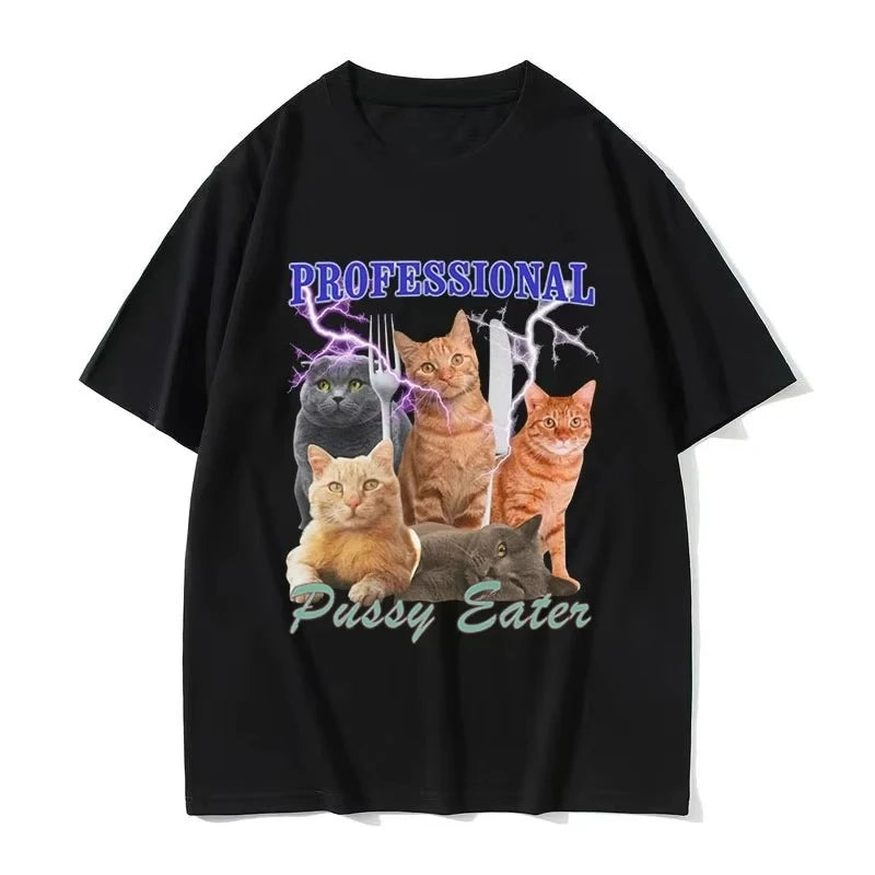 Professional Cat Eater Funny Cat Lover T-Shirt Women's Casual Fashion Clothing T-Shirt Unisex T-Shirt Graphic T Shirts Summer