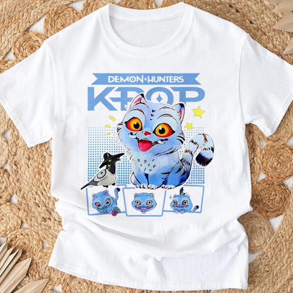 Kpop Demon Hunter T-shirts Summer New HD Tiger Print Breathable T Shirt Women Round Neck Casual Soft Tops Graphic T Shirts