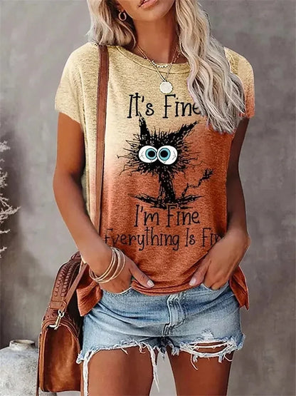 3D Print T-shirts Women Streetwear Summer Cartoon Cats Fine  Casual Fashion Short Sleeve T Shirt O-neck Tees Tops Clothing