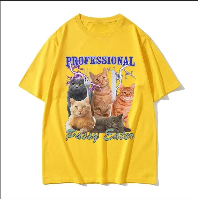 Professional Cat Eater Funny Cat Lover T-Shirt Women's Casual Fashion Clothing T-Shirt Unisex T-Shirt Graphic T Shirts Summer