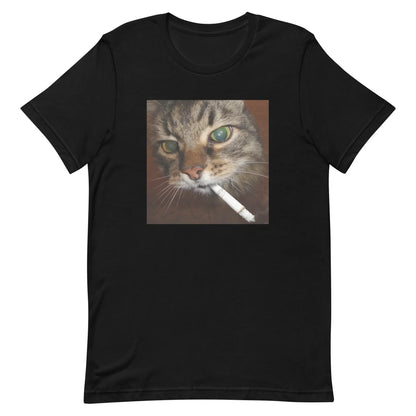 Fun Cat Print Men T-shirt Outdoor Street Casual Funny Personality Versatile Fashionable Trendy Pure Cotton Short-sleeve Clothing