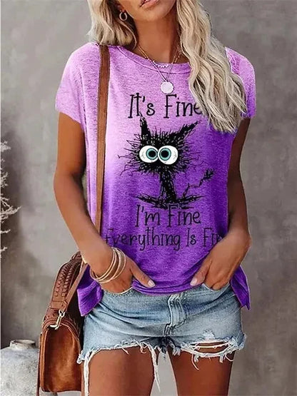 3D Print T-shirts Women Streetwear Summer Cartoon Cats Fine  Casual Fashion Short Sleeve T Shirt O-neck Tees Tops Clothing