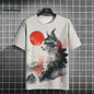 Japanese Men's T-Shirt Ukiyo-E Cat Print Short Sleeve T-Shirt Casual Harajuku Tops Summer Men's Daily Outdoor Oversized Clothing