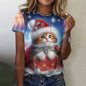 Cute Cat Women's T-Shirt Summer Round Neck Short Sleeved Clothing Christmas Gift Pullover Tops Fashions Animal Casual T-Shirts