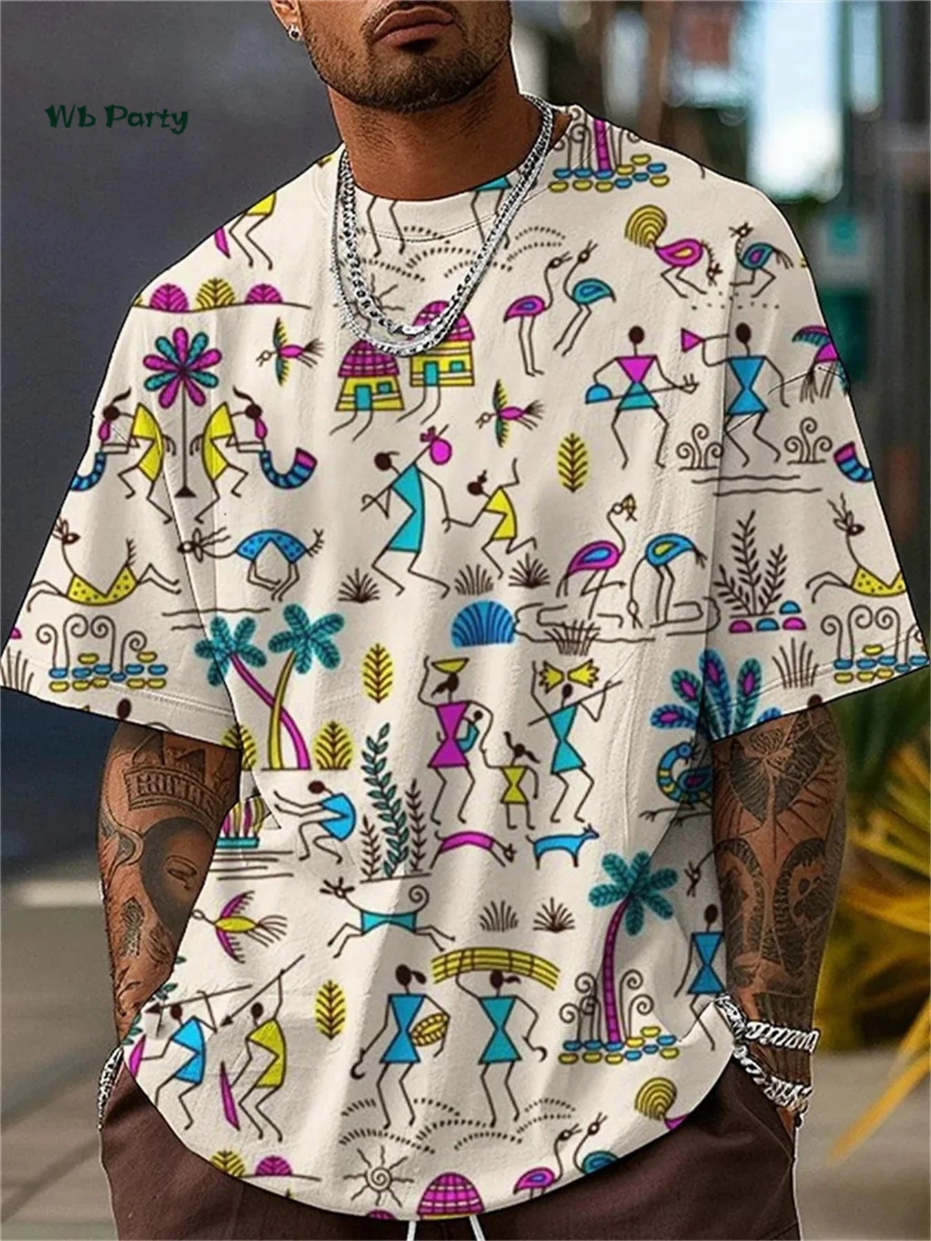 Funny Design Men's T-Shirt Fashion Animal Print Short Sleeve T-Shirt Oversized Harajuku Tops Summer Men's Street Casual Clothing