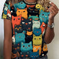 Cat Animal Pattern T-Shirt For Women Easter Egg 3D Printed T Shirts Summer Casual Oversized Tees Round Neck Tops Short Sleeves
