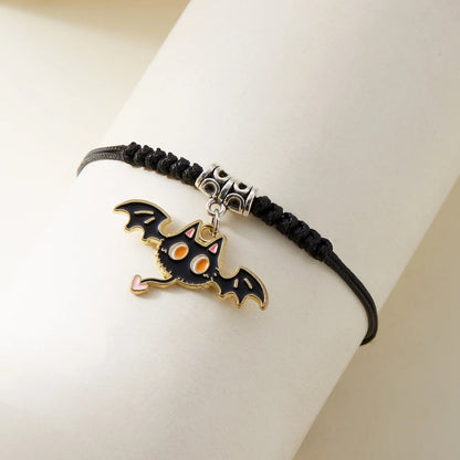 Cute Halloween Theme Braided Bracelet for Women Men Exquisite Black Cat Handmade Adjustable Bracelet Trendy Jewelry Gifts
