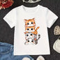 Cute Cat Graphic Kids Tshirts Summer Short Sleeve Tees Cartoon Animal Boys Girls Clothes Kawaii Kitten Tops Y2K Children T-shirt