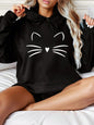 Cat Face Printed Sportswear for Womensoft and Warm Hooded Sweatshirt Winter Pullover Casual Round Neck Women's Clothing