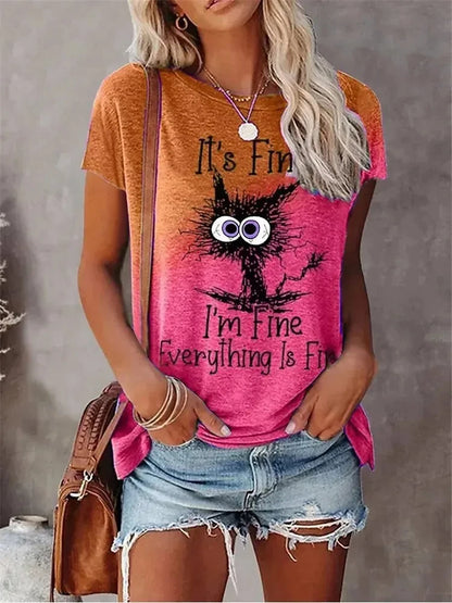 3D Print T-shirts Women Streetwear Summer Cartoon Cats Fine  Casual Fashion Short Sleeve T Shirt O-neck Tees Tops Clothing
