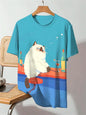 Funny Cat Graphic T Shirts For Men Fashion Summer Short Sleeve Crew Neck 3D Printed Kids T-shirts Casual Oversized Harajuku Tees