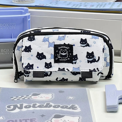 Cute Cat Pencil or Makeup Case Large Capacity Pencil Bag Multi Functional Storage Stationery Pencil Pouch Back to School Accessories Gift