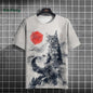 Japanese Men's T-Shirt Ukiyo-E Cat Print Short Sleeve T-Shirt Casual Harajuku Tops Summer Men's Daily Outdoor Oversized Clothing
