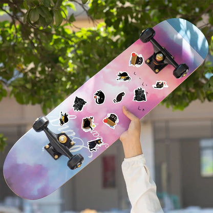 Etori Life 46pcs PVC Cute Cartoon Japanese Black Cat Pattern Student DIY Cups,Scrapbooks,Laptops Decoration Stickers