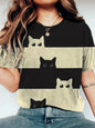 Women's Funny Animal Cat Printed T Shirt Short Sleeve Tees Tops 3D Prints O-Neck Shirts Summer Casual Women's Clothing Apparel