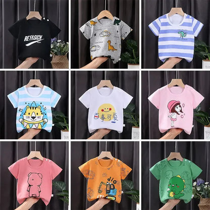 Kids Clothes T-Shirt  Children's Clothing  Boys Girls Summer Cartoon Tops Short Sleeve Clothes 100% Cotton Baby Clothing