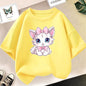 Kids Lovely Cat Pet Animal T Shirt Fashion Summer Girls Cute Casual Top Short Sleeve Tshirts Children Cartoon Graphic Tee