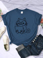 Careful Study Of Work Cat Sketches Women T-Shirt Personality Trend Casual Tee Clothing Street Creative Tops Female Short Sleeve