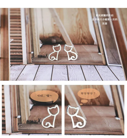 925 sterling silver Cat Stud Earrings for Women Elegant Wedding Jewelry pendientes mujer Brincos