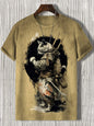 Japanese Style Samurai Cat Graphic T Shirt For Men Causal 3D Printed O Neck Short Sleeve Tees Outdoor Oversize Men Clothing Tops