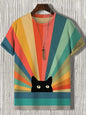 Funny Men's Animal Cat Printed T Shirt Short Sleeved Tees Tops 3D Print O-Neck Shirts Party Summer Casual Men's Clothing Apparel
