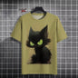 Japanese Ukiyo-E Cute Cat Pattern Round Neck Men's Short Sleeved Daily Oversized T-Shirt Harajuku Y2k T-Shirt T-Shirt Men Top