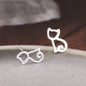 925 sterling silver Cat Stud Earrings for Women Elegant Wedding Jewelry pendientes mujer Brincos