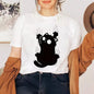 Fashion Breathable Loose Casual Round-Neck WomenT-shirt Creative Cat Pattern Printing Top Harajuku Aesthetics Vintage Gothic Tee