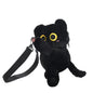 Cute Black Cat Plush Backpack Crossbody Bag Kawaii Fluffy Kitten Key Pendant Stuffed Animal Shoulder Bag Girl Gift Car Key Ring
