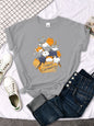 Womany Cats Gathered In The Printing Woman Tshirt Leisure Creativity T Shirt Summer Newtop Crewneck Breathable Woman T Shirts