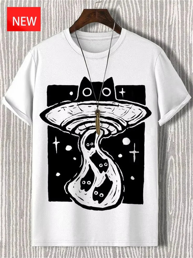 Men's Funny Animal Cat Print T-Shirt 3D Print Short Sleeve T-Shirt Top New In Oversized O-Neck T-Shirt For Men Streetwear