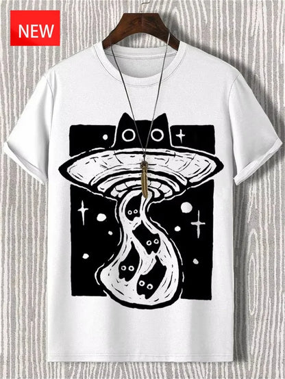 Men's Funny Animal Cat Print T-Shirt 3D Print Short Sleeve T-Shirt Top New In Oversized O-Neck T-Shirt For Men Streetwear