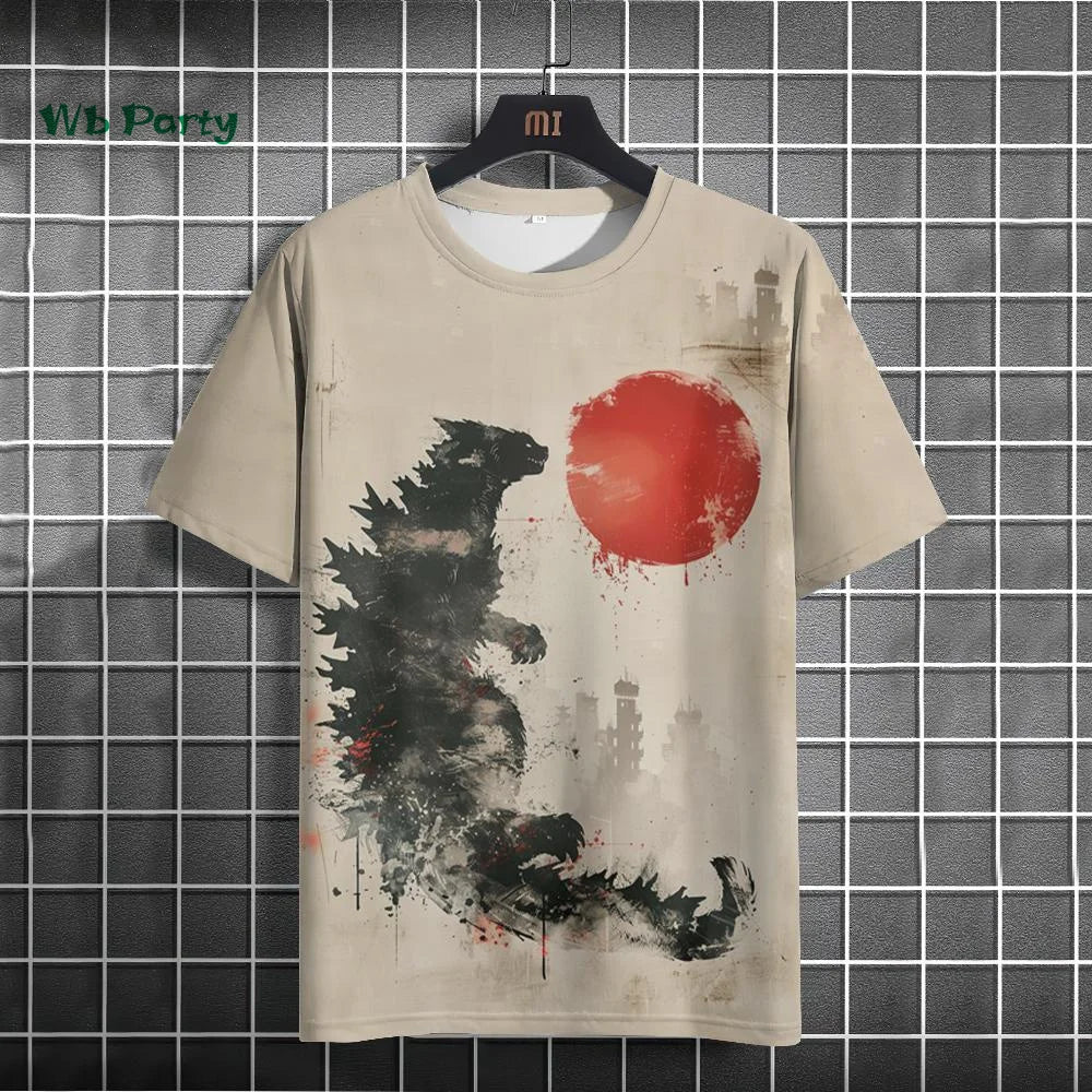 Japanese Men's T-Shirt Ukiyo-E Cat Print Short Sleeve T-Shirt Casual Harajuku Tops Summer Men's Daily Outdoor Oversized Clothing