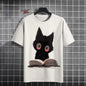 Japanese Ukiyo-E Cute Cat Pattern Round Neck Men's Short Sleeved Daily Oversized T-Shirt Harajuku Y2k T-Shirt T-Shirt Men Top