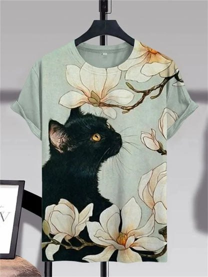 Fashion Cat 3D Printed T Shirts For Men Summer Casual Crew Neck Cats Graphic Short Sleeve T-shirt Trend Streetwear Oversized Tee