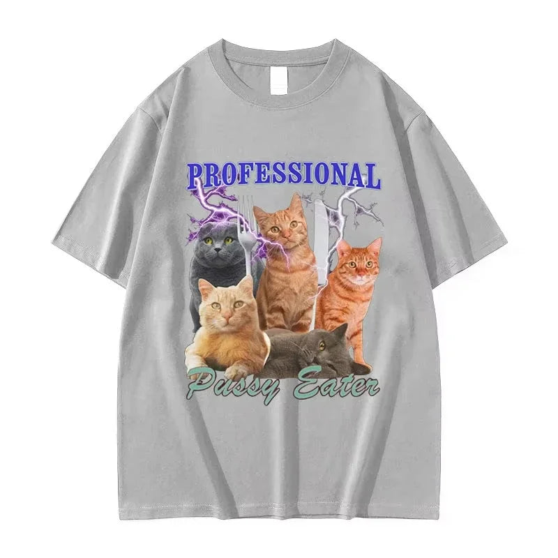 Professional Cat Eater Funny Cat Lover T-Shirt Women's Casual Fashion Clothing T-Shirt Unisex T-Shirt Graphic T Shirts Summer