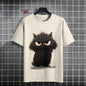Japanese Ukiyo-E Cute Cat Pattern Round Neck Men's Short Sleeved Daily Oversized T-Shirt Harajuku Y2k T-Shirt T-Shirt Men Top