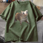 Russian Cat Meme T-shirts Funny Graphic Print Cat T Shirt Women Men Casual Cotton T-shirt Unisex Oversized Tee Shirt Man Clothes