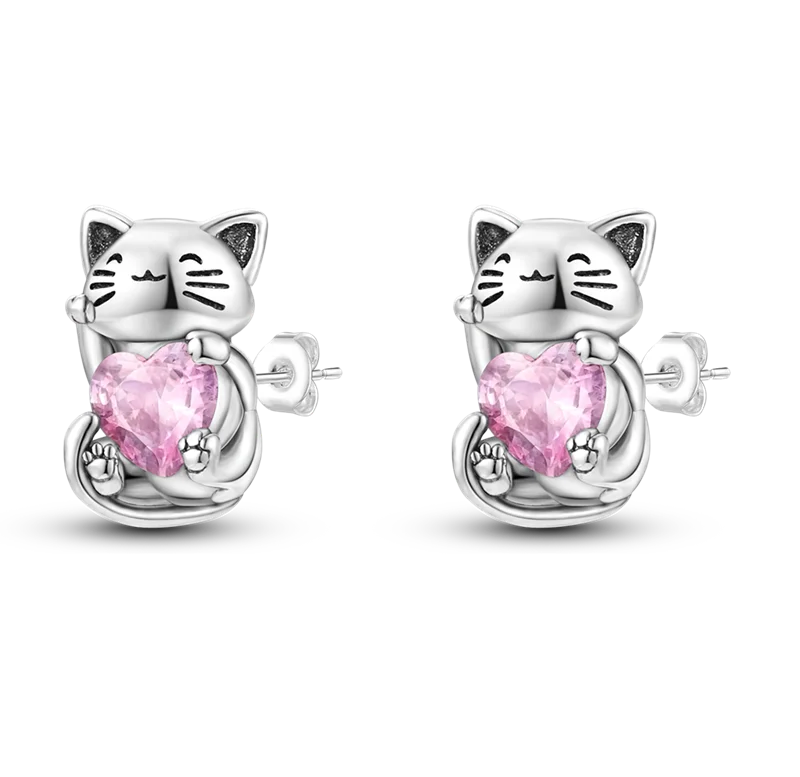 925 Sterling Silver Elegant Cute Cat Animal Ear Jewelry Party Wedding Jewelry Zircon Stone Earring Hoop Earrings for Women