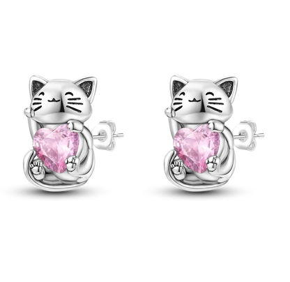 925 Sterling Silver Elegant Cute Cat Animal Ear Jewelry Party Wedding Jewelry Zircon Stone Earring Hoop Earrings for Women