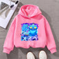 Kids Cartoon Cat Sweatshirt Cute Blue Animal Print Pullover Toddler Long Sleeve Top Casual Children's Clothing