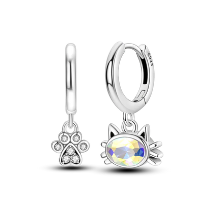 925 Sterling Silver Elegant Cute Cat Animal Ear Jewelry Party Wedding Jewelry Zircon Stone Earring Hoop Earrings for Women