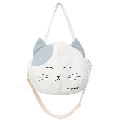Cute Cat Tote Bag Large Capacity Round Cartoon Handbags Shoulder Bag Bags for Women Youth Fashion Sling Messenger Bag Purses Sac