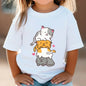 Cute Cat Graphic Kids Tshirts Summer Short Sleeve Tees Cartoon Animal Boys Girls Clothes Kawaii Kitten Tops Y2K Children T-shirt