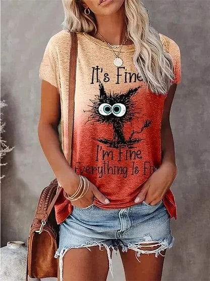 3D Print T-shirts Women Streetwear Summer Cartoon Cats Fine  Casual Fashion Short Sleeve T Shirt O-neck Tees Tops Clothing