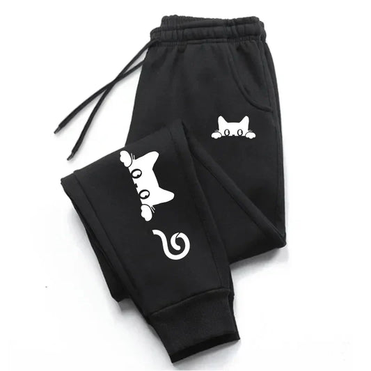 Cute Cat Printed Womens Sweatpants Daily Casual Fashion Trousers Sports Jogging Sweat Woman Pants Outdoors Street Hot Sale Pants